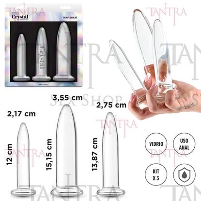 Kit 3 dilatadores anales de vidrio transparentes